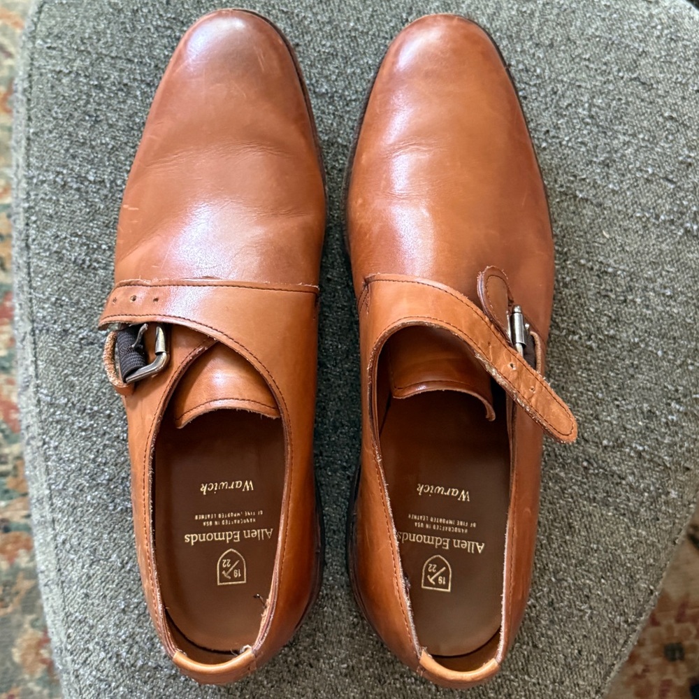 Allen Edmonds Men's Brown Leather Single Monk Strap Shoes